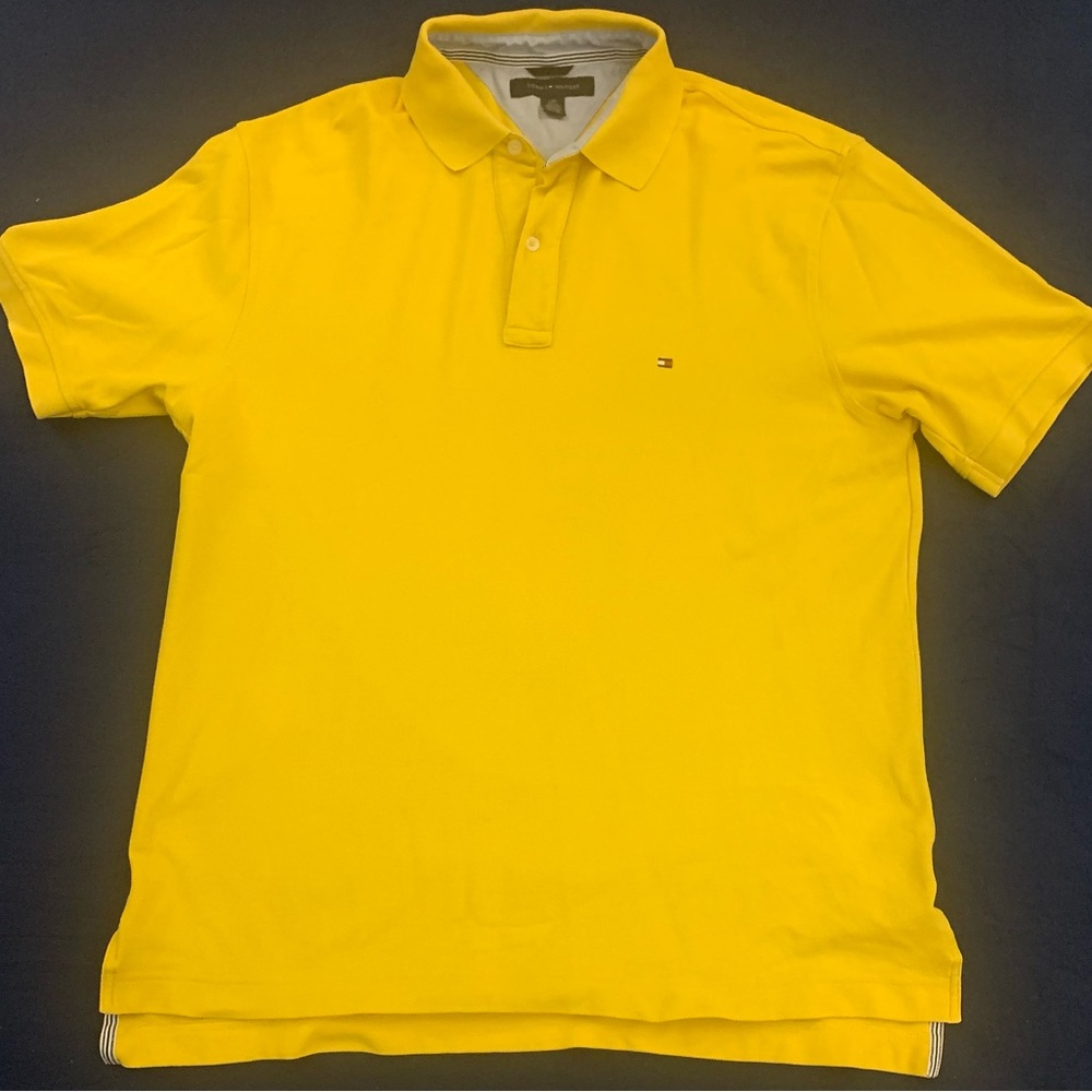 TOMMY HILFIGER SS All Cotton Optic Yellow Polo - Picture 2 of 7